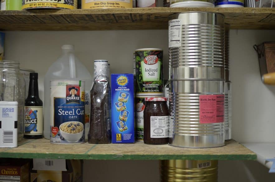 creating shelves with food storage