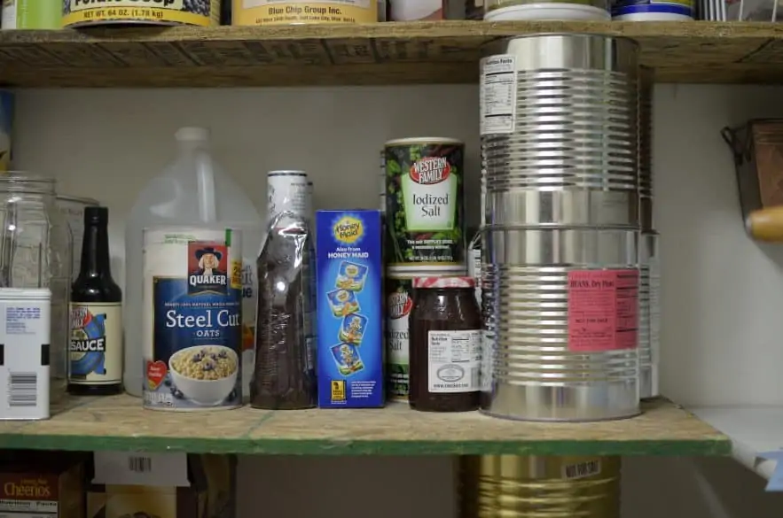 creating shelves with food storage