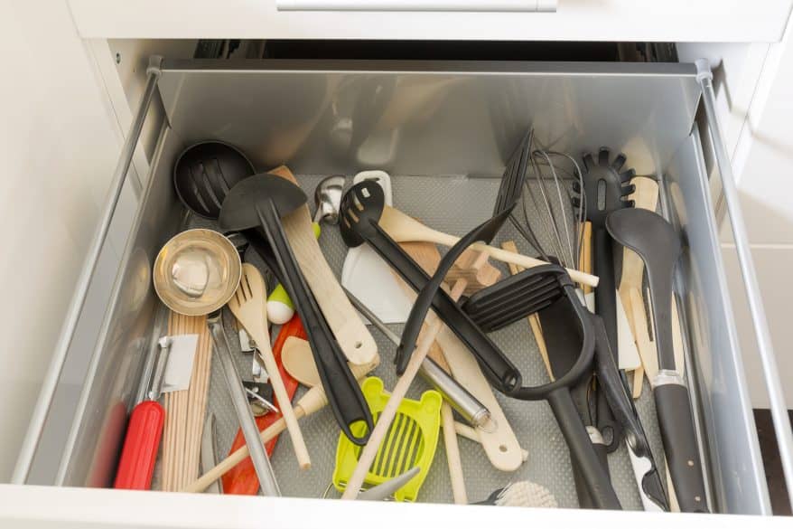 messy kitchen drawer