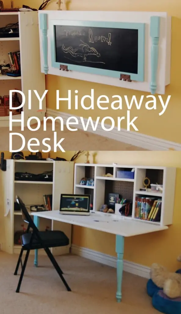 DIY Hideaway Homework wall desk