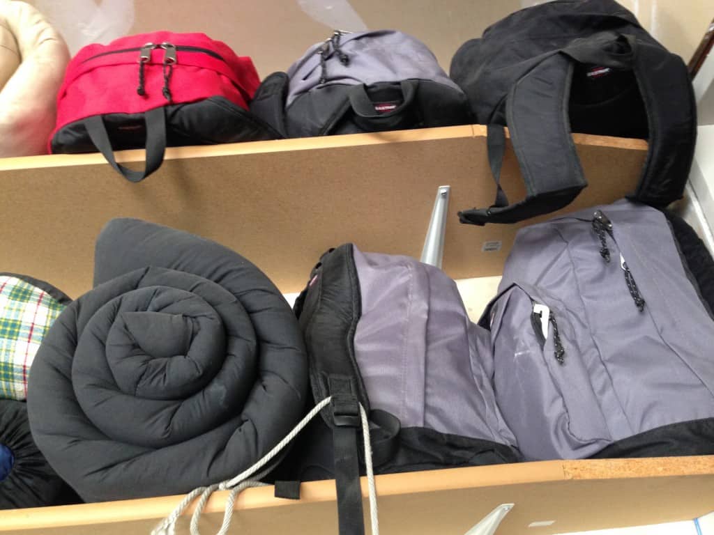 backpacks and sleeping bags