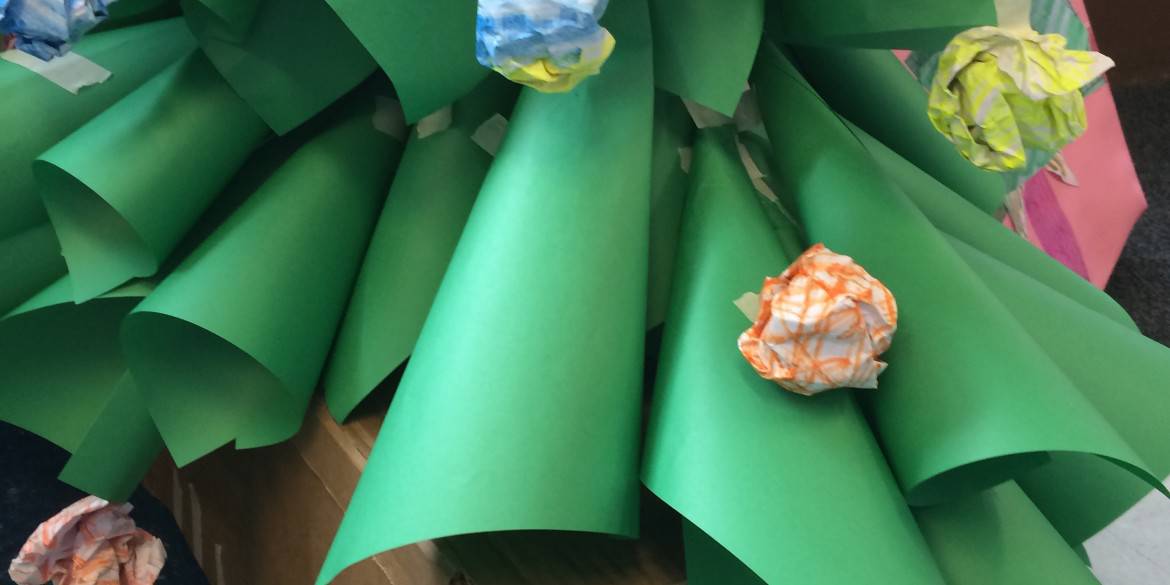 green paper Christmas tree