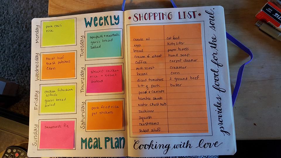 bullet journal meal planning