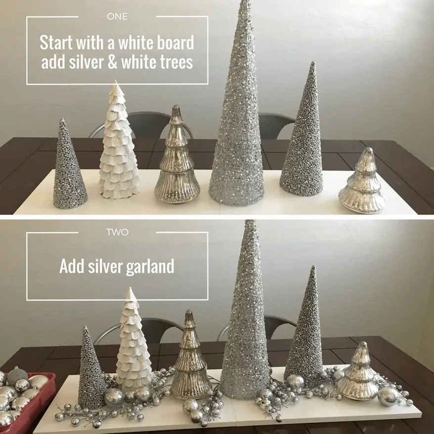 3 Christmas centerpieces using ordinary ornaments