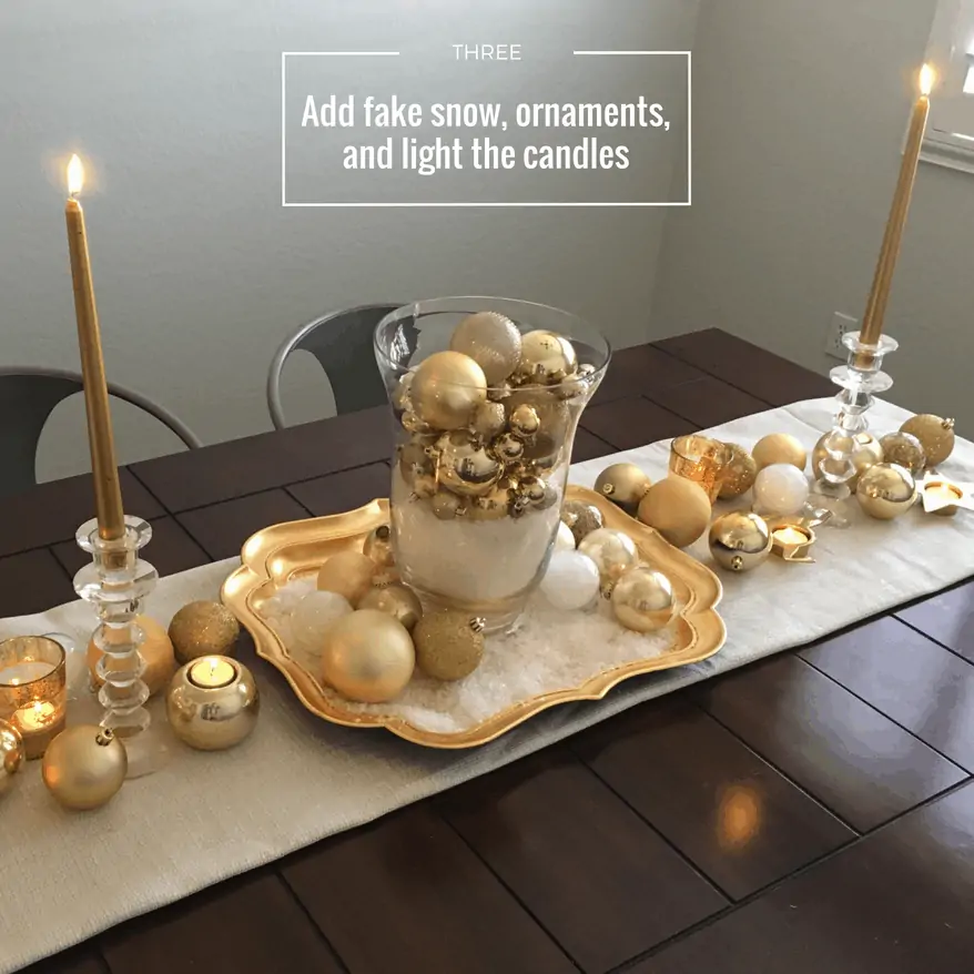 3 Christmas centerpieces using ordinary ornaments