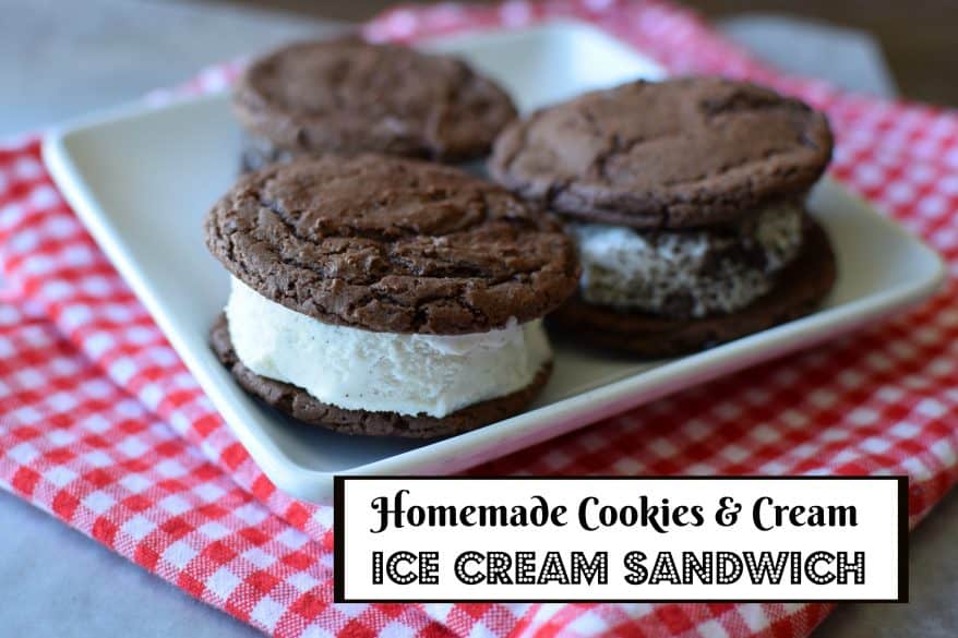 homemade cookies and cream ice cream sandwich