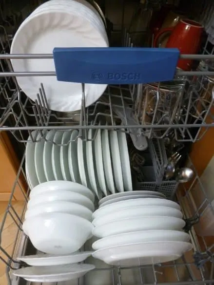 white dishes in dishwasher