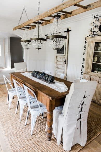 ladder chandelier, dining room decorating