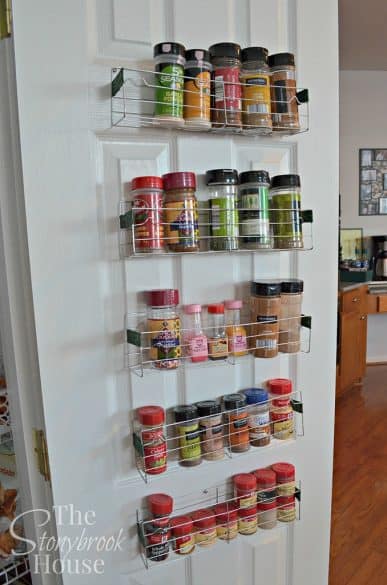 spices on inside of pantry door