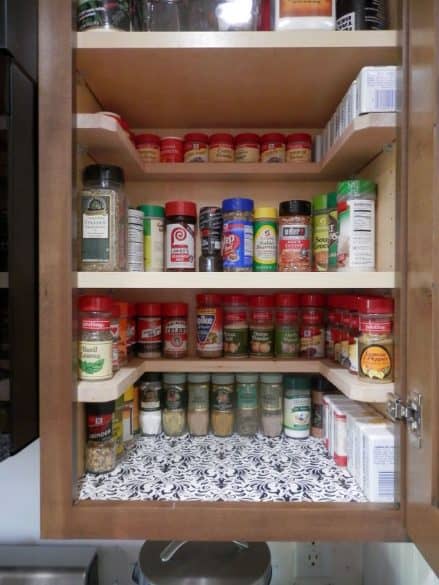 spice cupboard with shelves