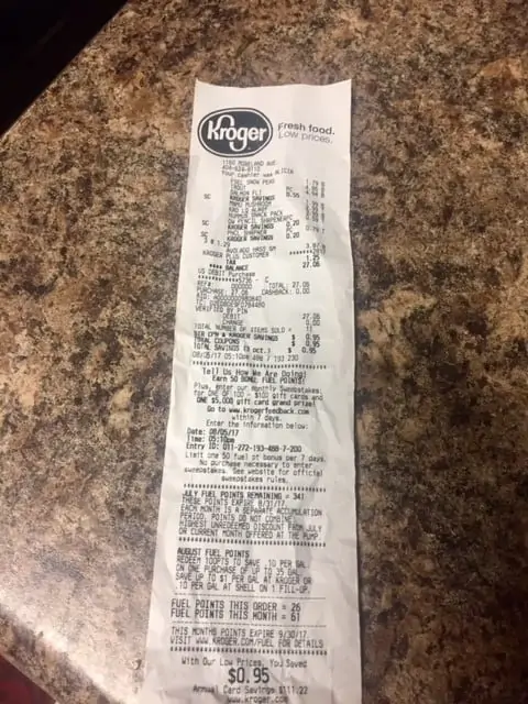 grocery receipt