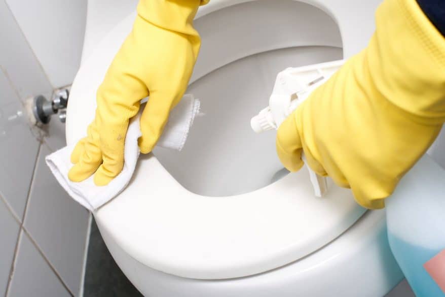 cleaning outside of toilet