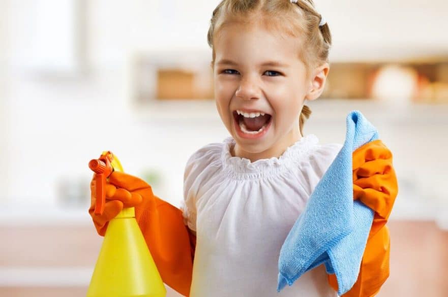 girl cleaning