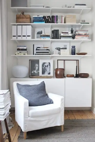 all white shelving