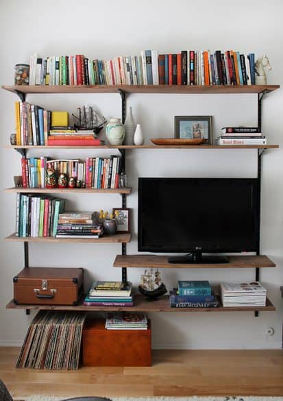 shelving around tv