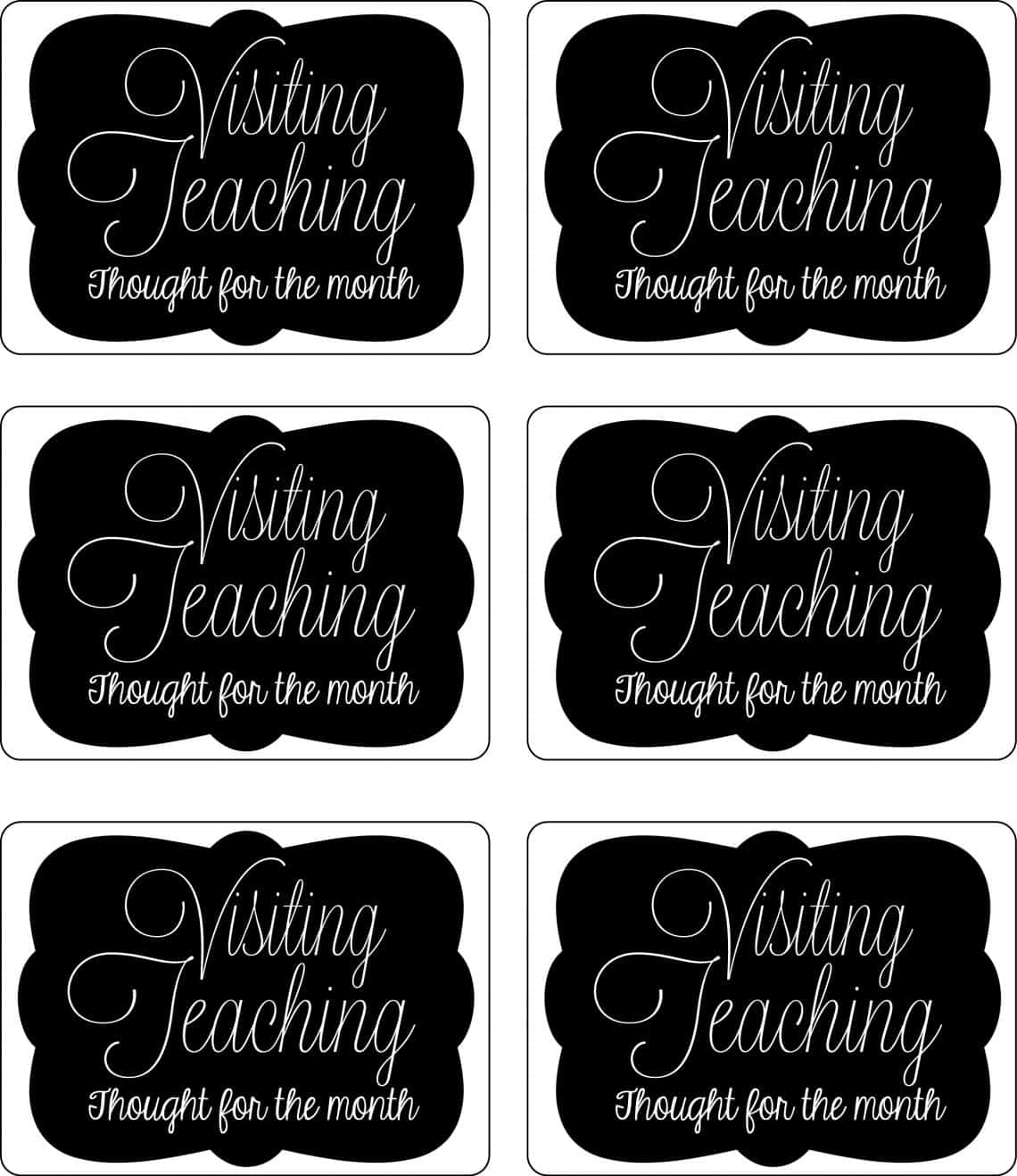 Visiting Teaching Handout for Relief Society – The Organized Mom