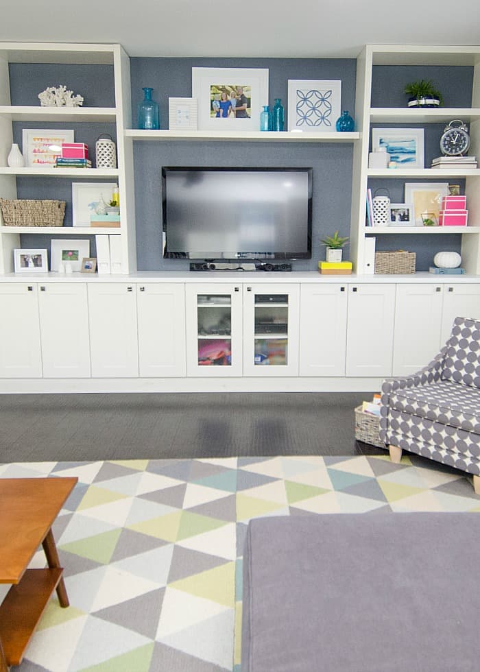 family room-cabinet storage