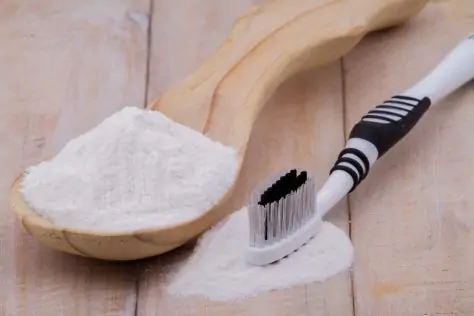 baking soda and toothbrush