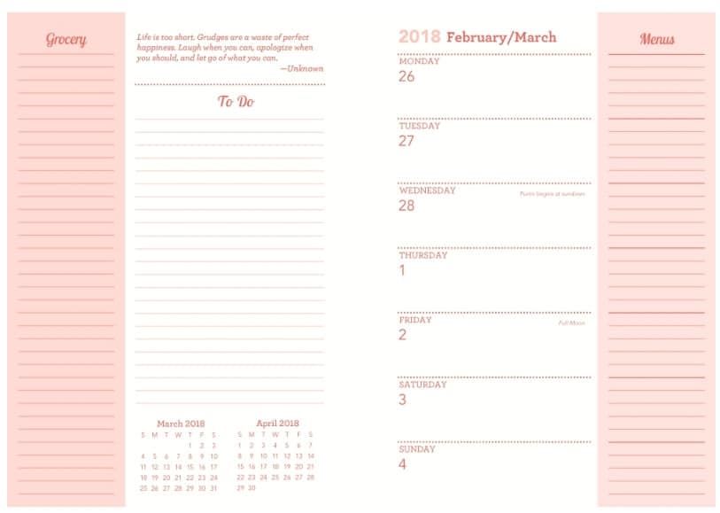 blank family calendar