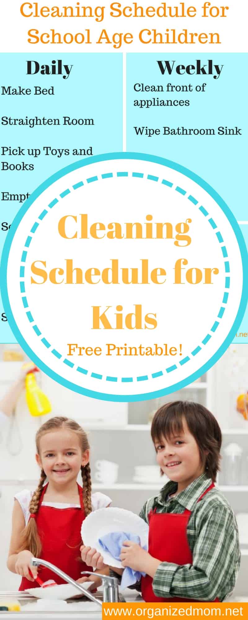 Cleaning--Cleaning Schedule for Kids**Free Printable--The Organized Mom