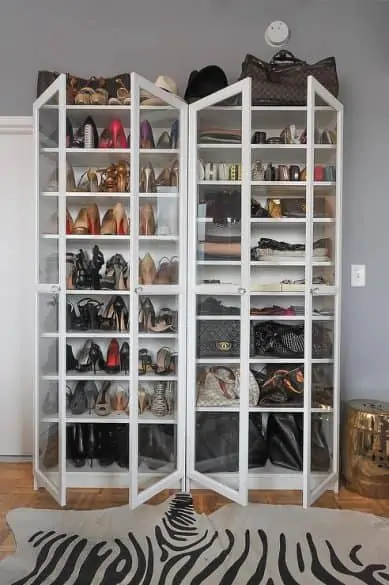 glass shoe cabinet