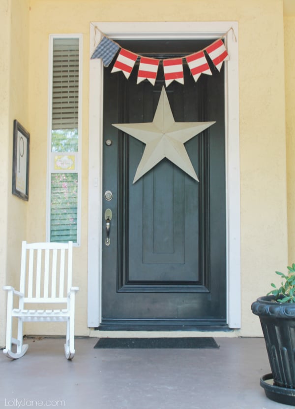 front door with star and banner