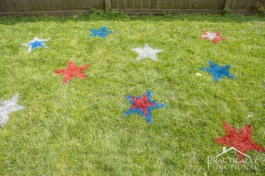 spray painted lawn stars