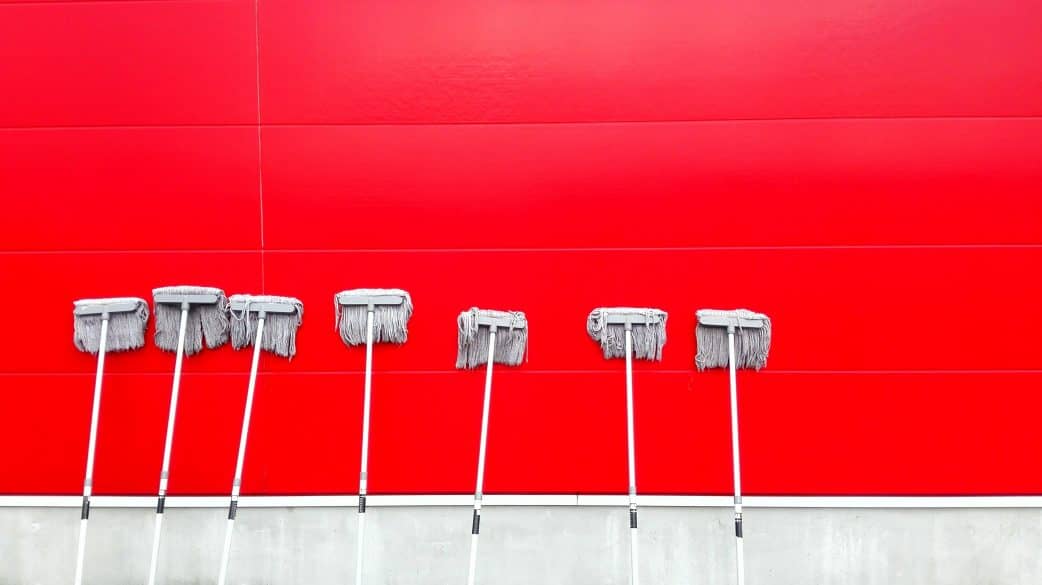 mopping the concrete garage floor