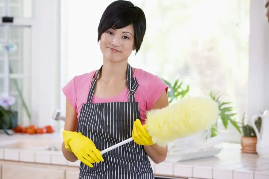 woman dusting