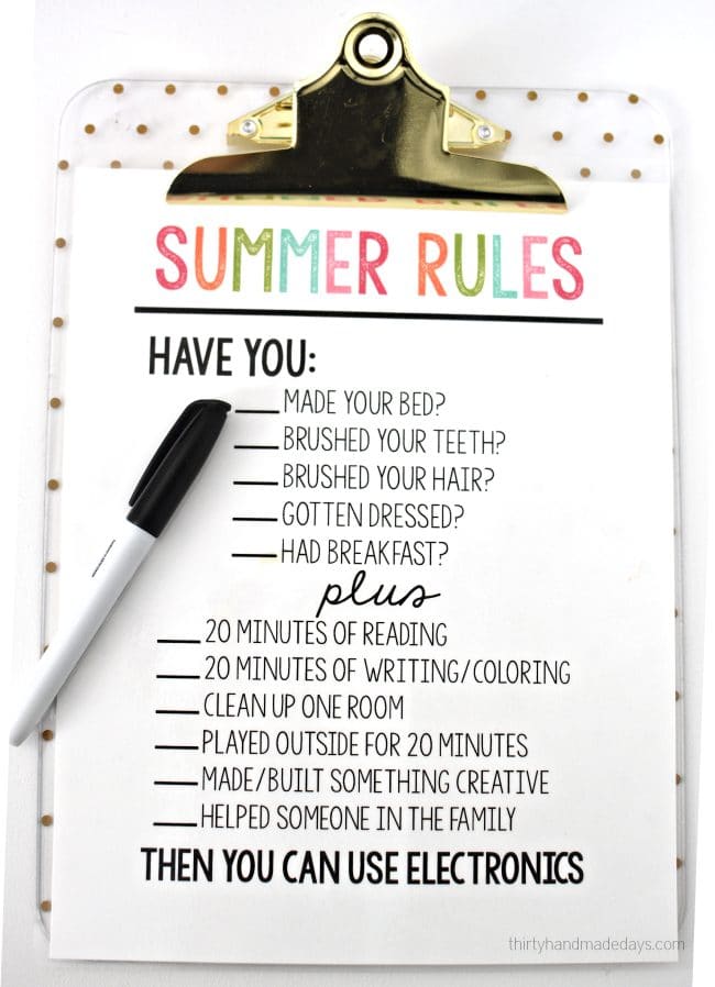 Find Your Summer Chore Chart The Organized Mom