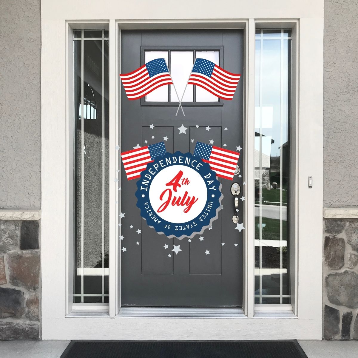 decorated front door 4th of July