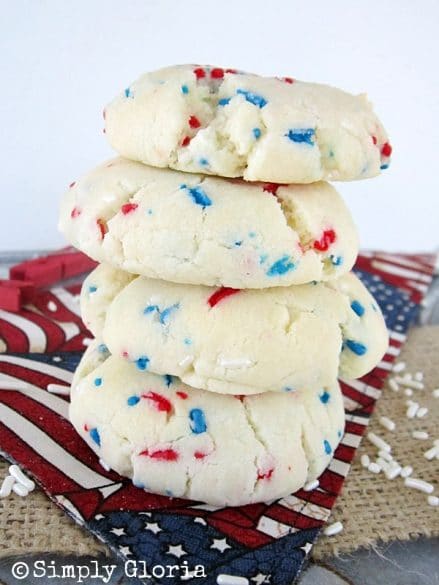 4th of july cookies with a cake mix