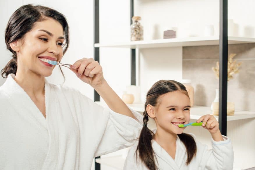 kids brush teeth