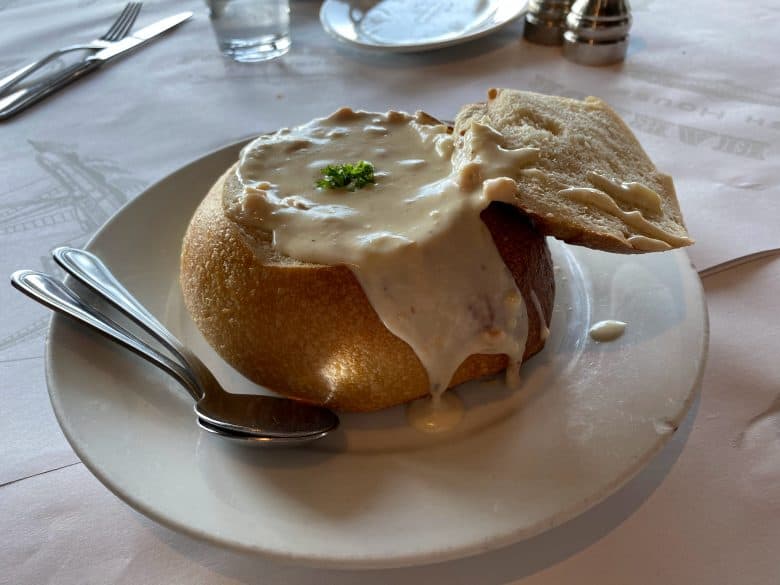 bowl of clam chowder soups and stews for fall