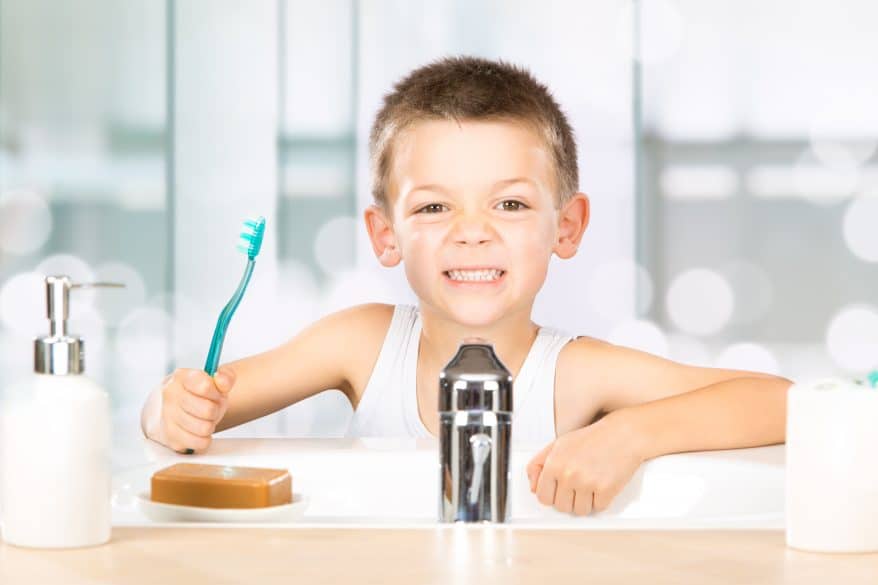 kids' bathroom organization