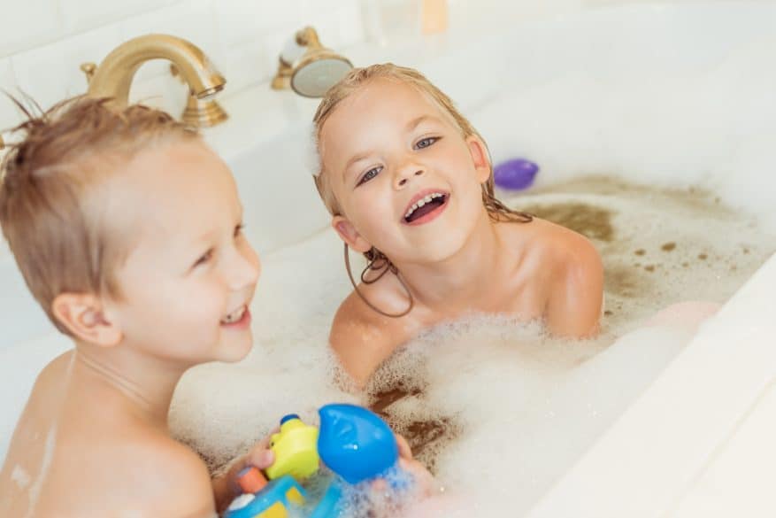 kids in the bathtub kid's bathroom organization