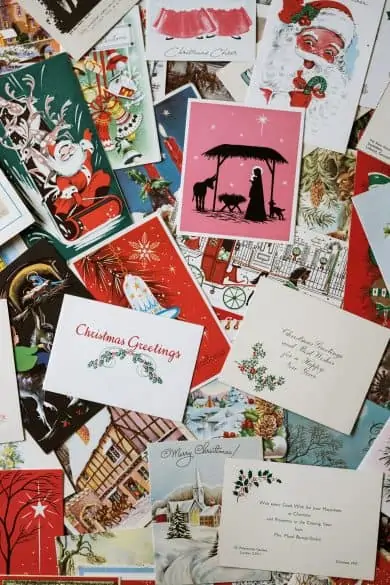 organizing Christmas cards
