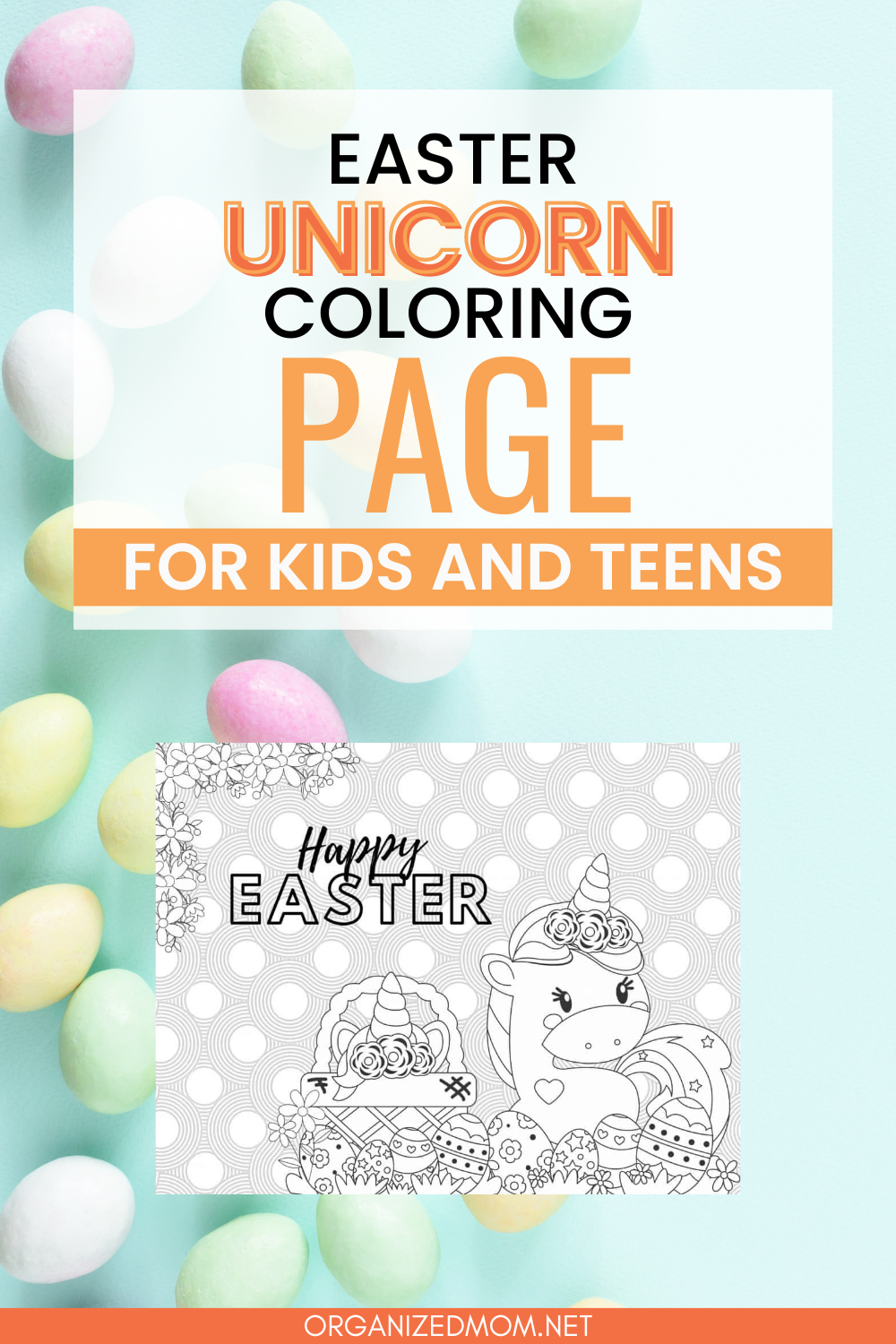 Easter Unicorn Coloring Page for Kids & Teens – The Organized Mom