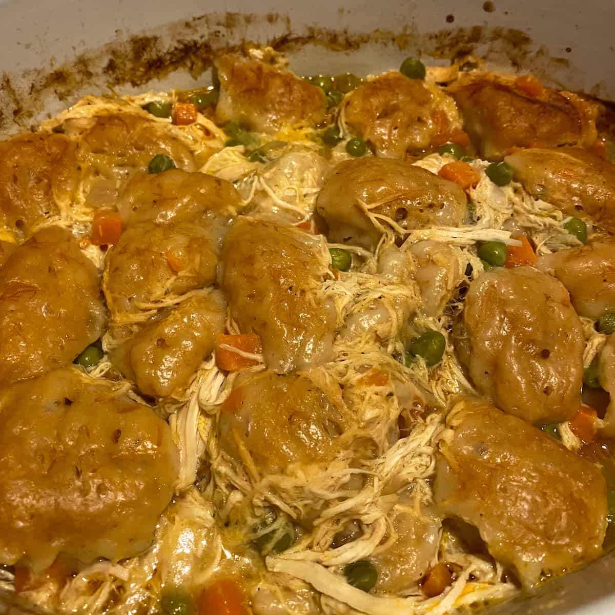 slow cooker chicken and dumplings after cooking