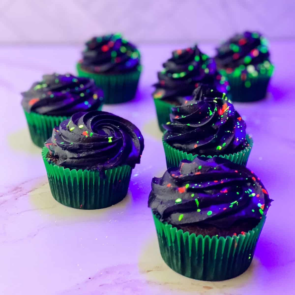 cupcakes for glow party splattered neon