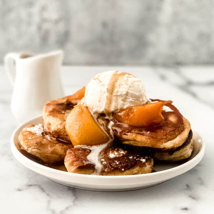 deep fried peach cobbler with biscuits