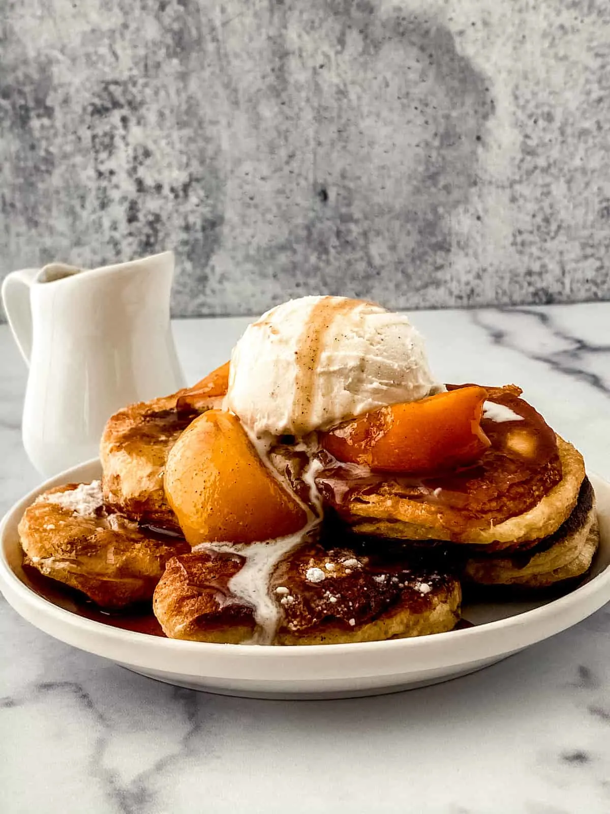fried peach cobbler with biscuits