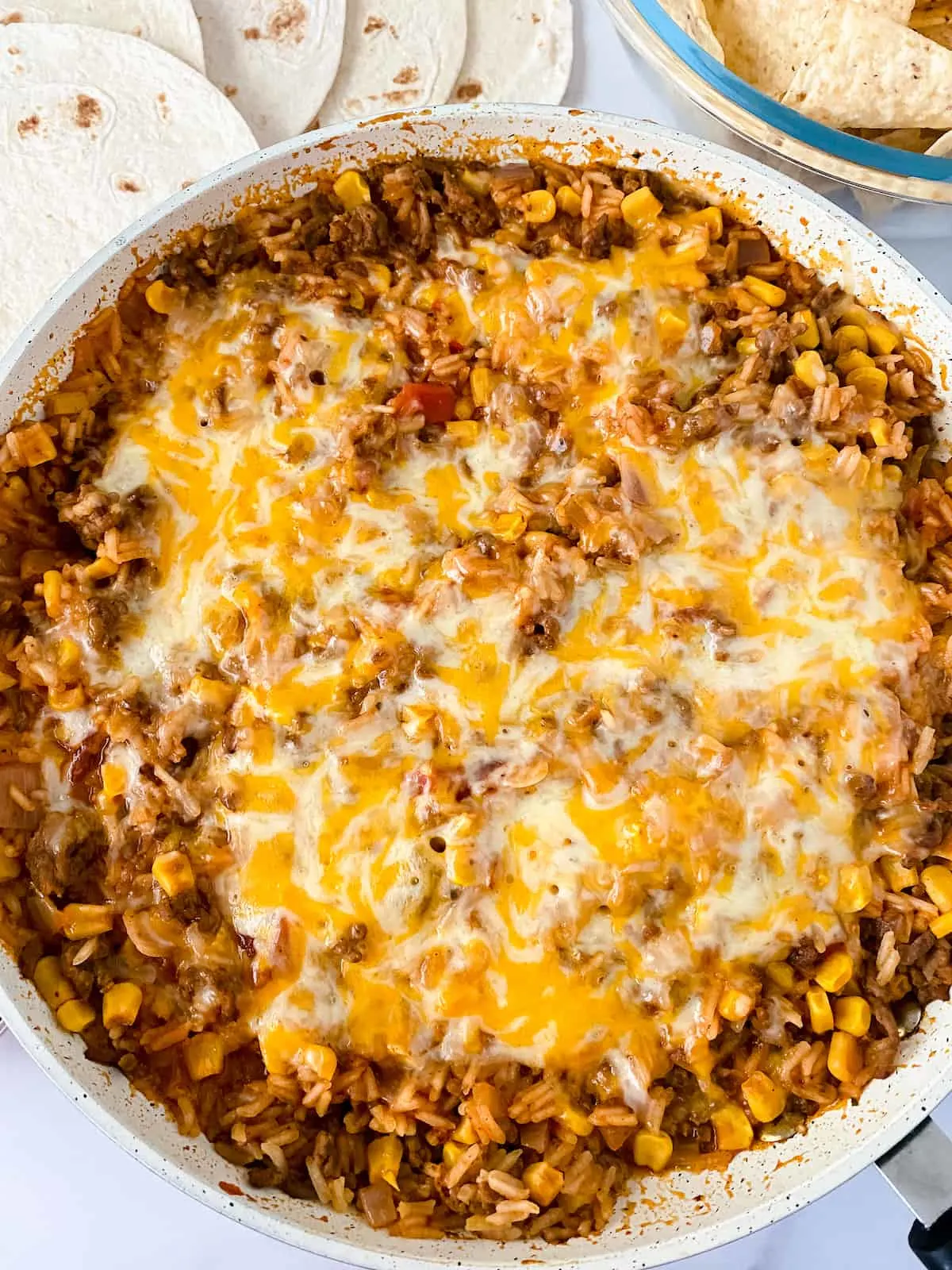 Mexican ground beef and rice skillet