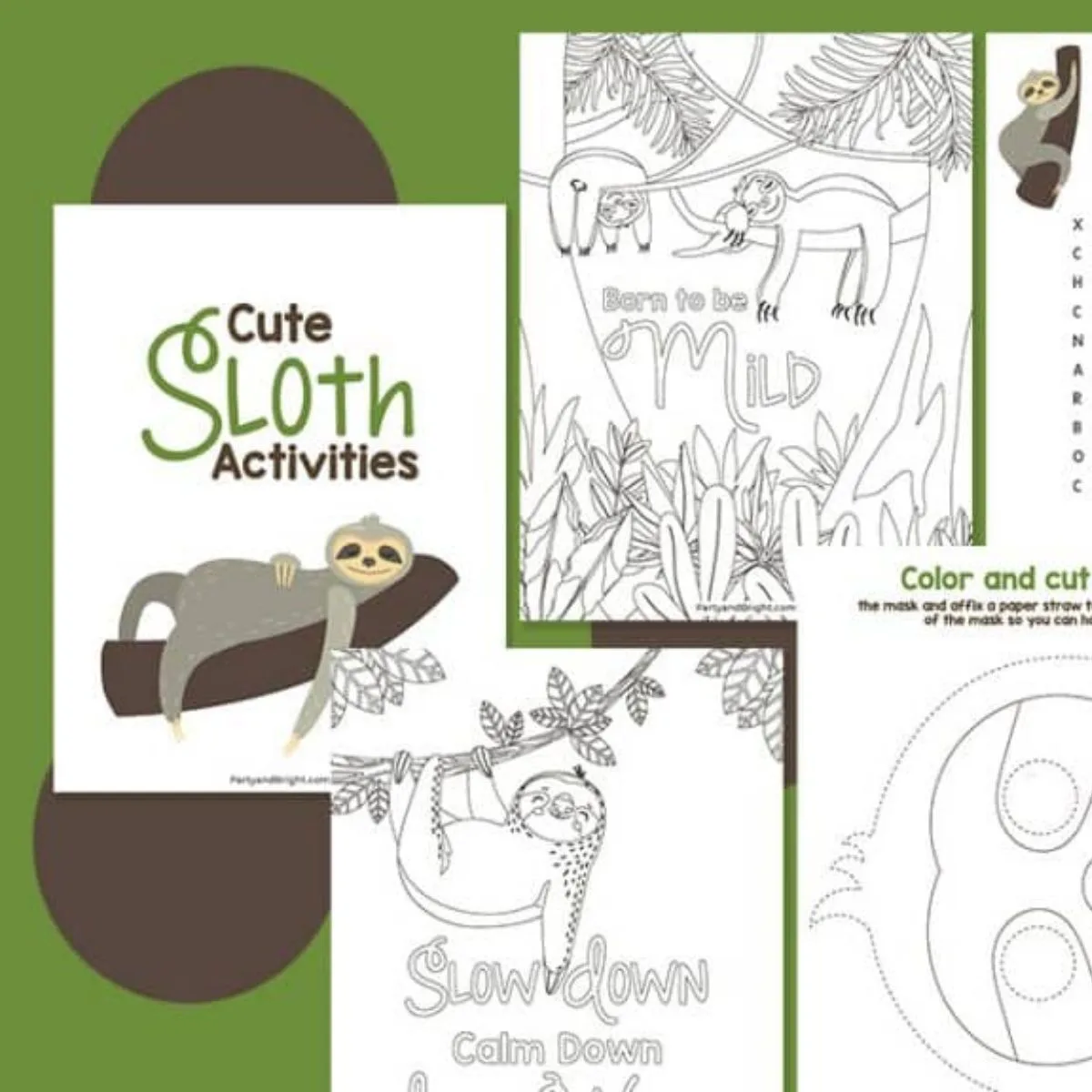 image of sloth coloring pages and activities