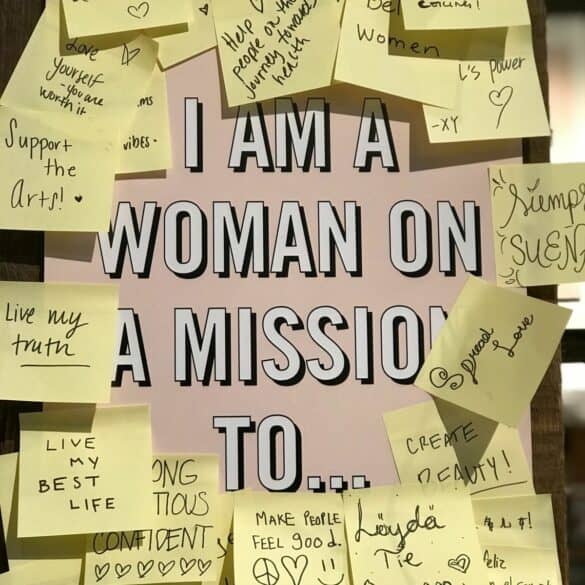 a woman on a mission post-it notes; stop feeling overwhelmed