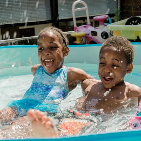 kids playing in the water kids saying I'm bored