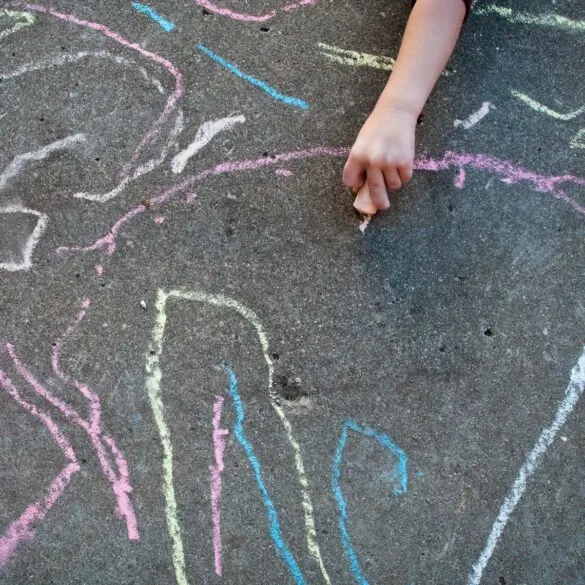 sidewalk chalk; outside activities for toddlers