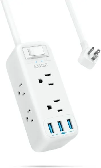 Power strip with outlets and USB outlets. Give the Gift of Organization this Christmas