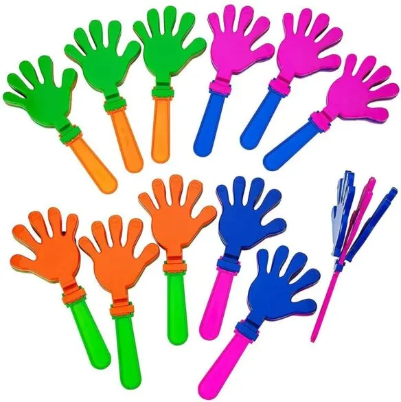 Colorful hand clapper noise makers.