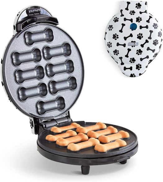 Dog treat maker that looks kind of like a waffle maker.